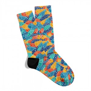 Eğlenceli Çorap Unisex Renkli Balık  Desen Baskılı Çorap ECSOKET421