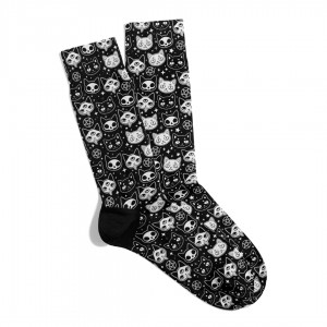 Eğlenceli Çorap Unisex Skull Kedi X1 Desen Baskılı Çorap ECSOKET422
