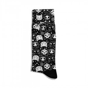 Eğlenceli Çorap Unisex Skull Kedi X1 Desen Baskılı Çorap ECSOKET422