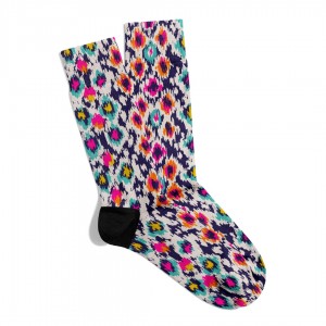 Eğlenceli Çorap  Unisex Leopar Renkli Desen Baskılı Çorap ECSOKET433