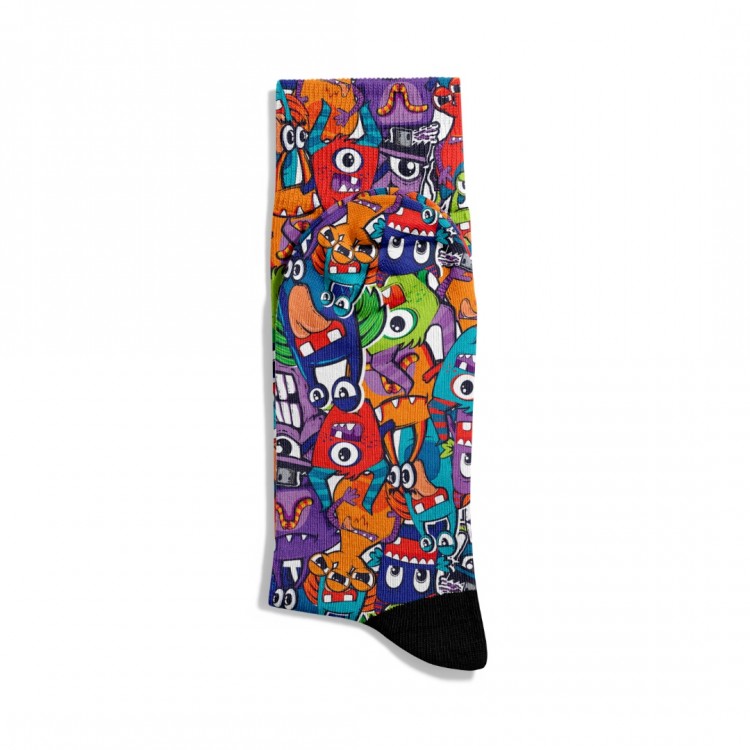 Eğlenceli Çorap  Unisex Renkli PopArt Monster Desen Baskılı Çorap ECSOKET435