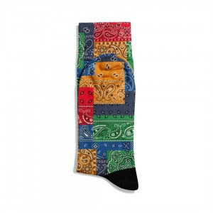 Eğlenceli Çorap  Unisex  Etnik Renkli Bandana Desen Baskılı Çorap ECSOKET442