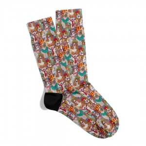 Eğlenceli Çorap  Unisex  Şapkalı Sevimli Animal Desen Baskılı Çorap ECSOKET444