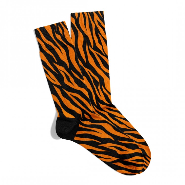 Eğlenceli Çorap  Unisex Turuncu Zebra Motif Desen Baskılı Çorap ECSOKET454
