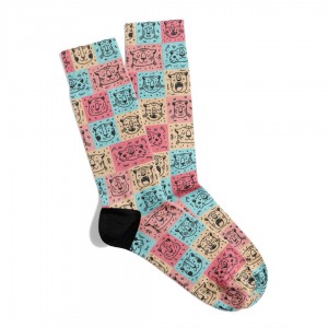 Eğlenceli Çorap  Unisex Sevimli Hayvanlar Renk Desen Baskılı Çorap ECSOKET456