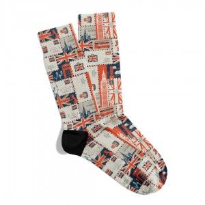Eğlenceli Çorap  Unisex London City Retro Desen Baskılı Çorap ECSOKET466
