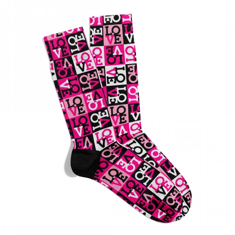 Eğlenceli Çorap  Unisex Love Love Ask Sevgi Desen Baskılı Çorap ECSOKET482
