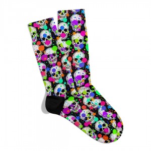 Eğlenceli Çorap  Unisex Boyalı Kuru Kafalar Desen Baskılı Çorap ECSOKET484