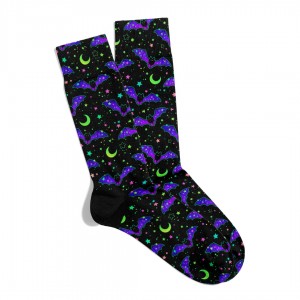 Eğlenceli Çorap  Unisex Renkli Ay ve HaLLoween Desen Baskılı Çorap ECSOKET486