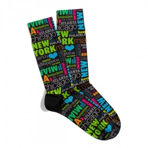 Eğlenceli Çorap  Unisex Renkli Şehirler X2 Desen Baskılı Çorap ECSOKET494