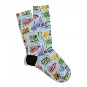 Eğlenceli Çorap  Unisex Renk Geçişli Venice City Desen Baskılı Çorap ECSOKET499