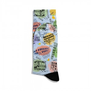 Eğlenceli Çorap  Unisex Renk Geçişli Venice City Desen Baskılı Çorap ECSOKET499
