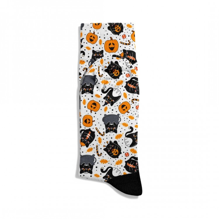 Eğlenceli Çorap  Unisex Halloween Kediler  Desen Baskılı Çorap ECSOKET503