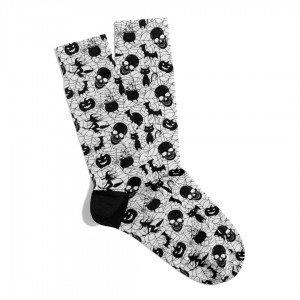 Eğlenceli Çorap  Unisex Skull Siyah Kuru Kafa Desen Baskılı Çorap ECSOKET504