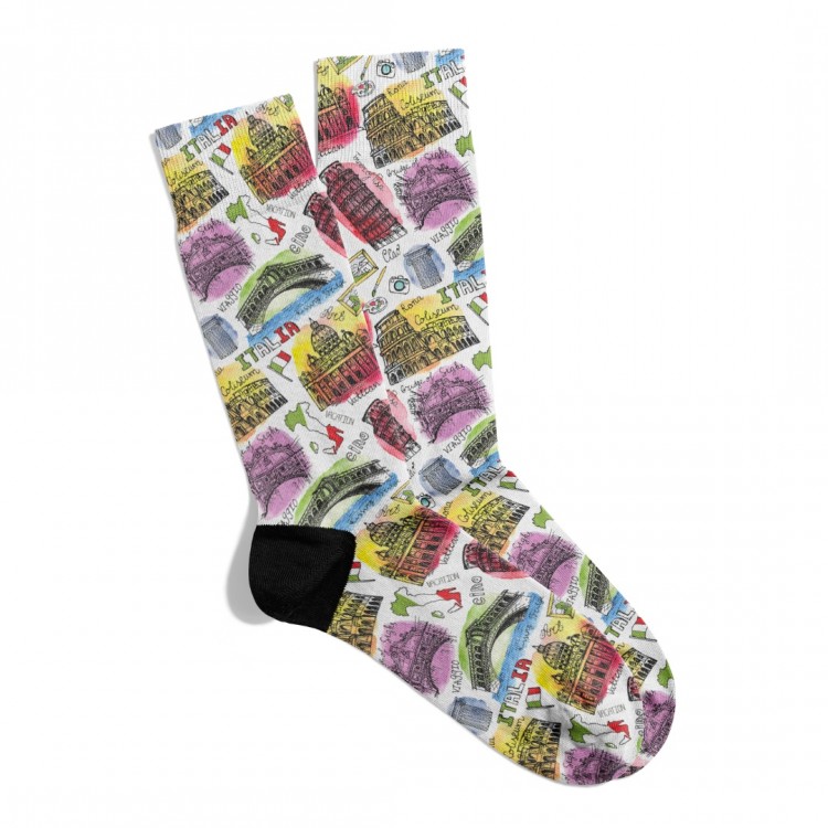 Eğlenceli Çorap  Unisex İtalia city X2S  Baskılı Çorap ECSOKET508