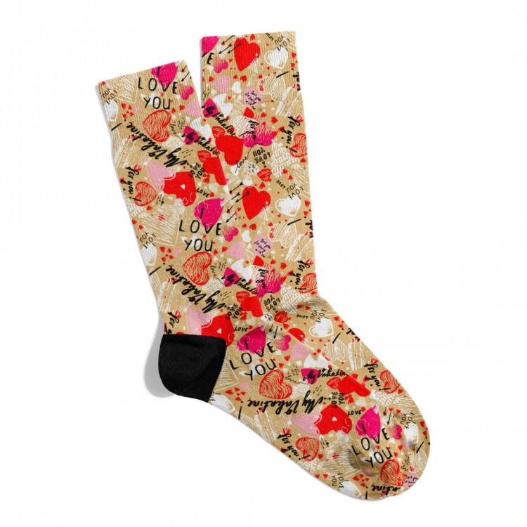 Eğlenceli Çorap  Unisex Love You Kalp Desen Baskılı Çorap ECSOKET510