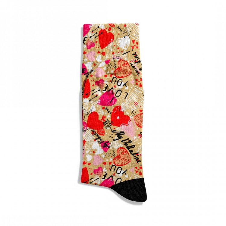Eğlenceli Çorap  Unisex Love You Kalp Desen Baskılı Çorap ECSOKET510