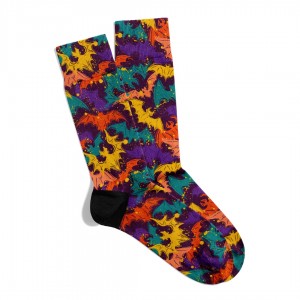 Eğlenceli Çorap  Unisex Animal Yarasa Desen Halloween Baskılı Çorap ECSOKET512