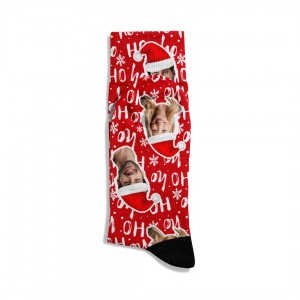 Eğlenceli Çorap Unisex  Kişiye Özel Face Yüz Baskılı Noel Yıl Başı Temalı Baskılı Özel Çorap EGNFC001