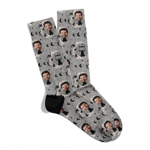 Kişiye Özel Face Yüz Baskılı Unisex  Gir Baykuş Tema Baskılı Özel Çorap EGNFC007