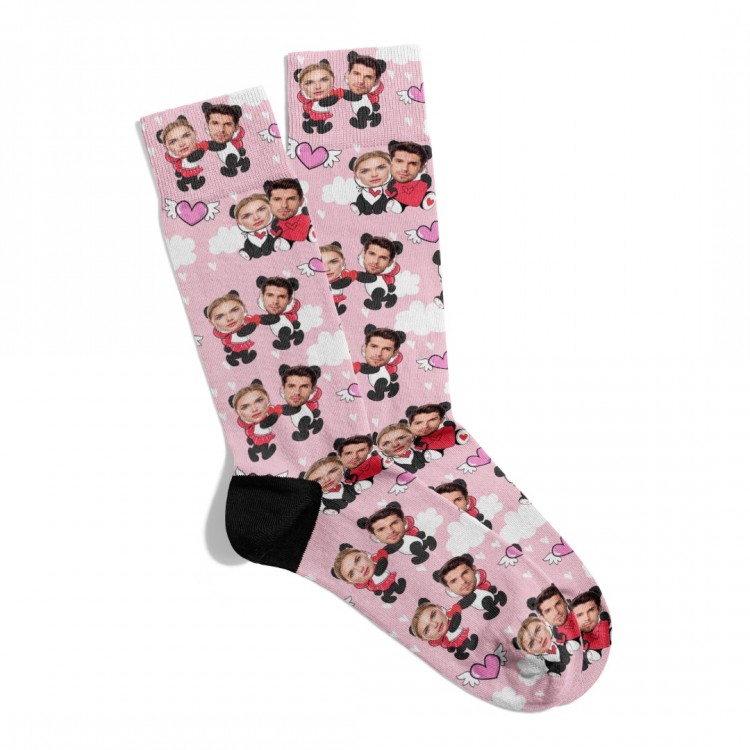 Kişiye Özel Face Yüz Baskılı Unisex Çift Sevgili Eş Baskılı Özel Çorap EGNFC010